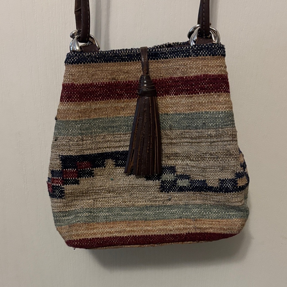 Multicolor Woven Shoulder Bag